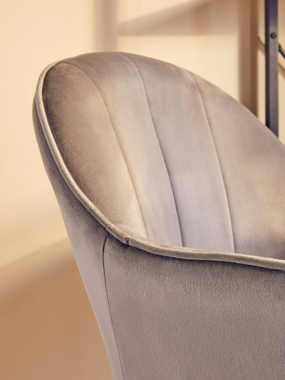 Amara Grey Velvet And Gold Home Office Chair