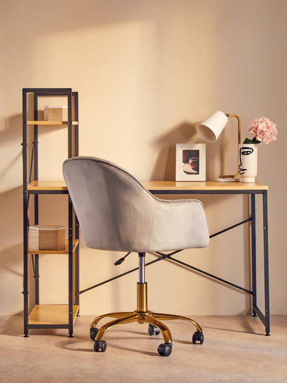 Amara Grey Velvet And Gold Home Office Chair