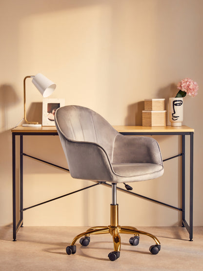 Amara Grey Velvet And Gold Home Office Chair