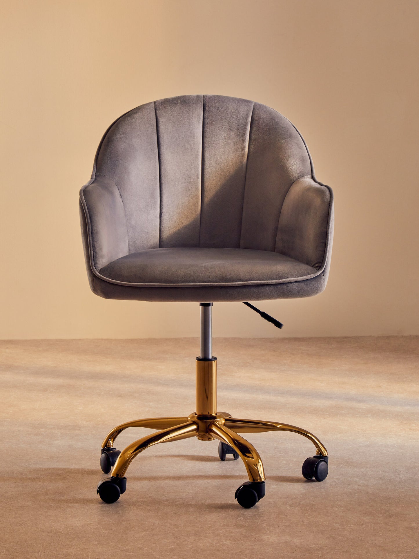 Amara Grey Velvet And Gold Home Office Chair