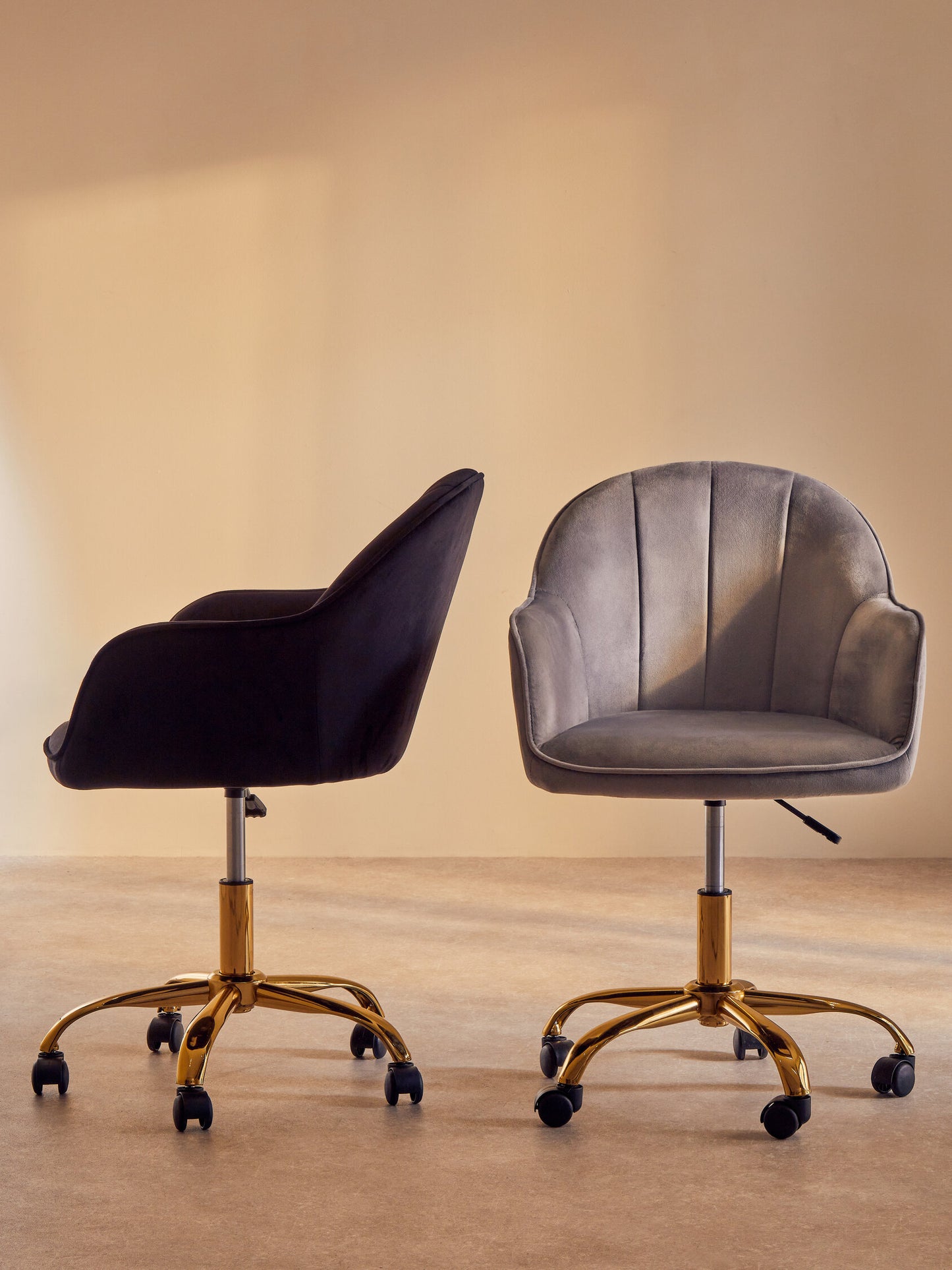 Amara Grey Velvet And Gold Home Office Chair