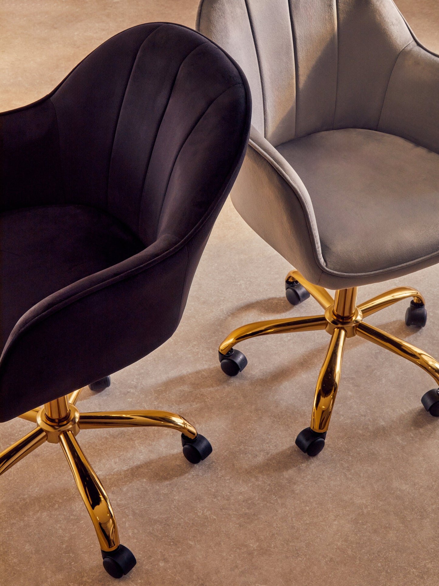 Amara Grey Velvet And Gold Home Office Chair