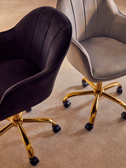 Amara Grey Velvet And Gold Home Office Chair