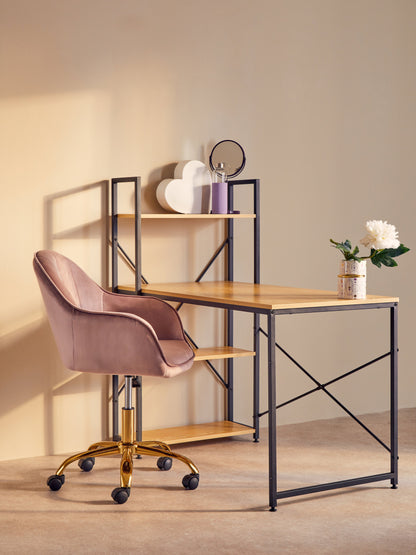 Amara Pink Velvet And Gold Home Office Chair