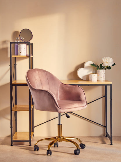Amara Pink Velvet And Gold Home Office Chair
