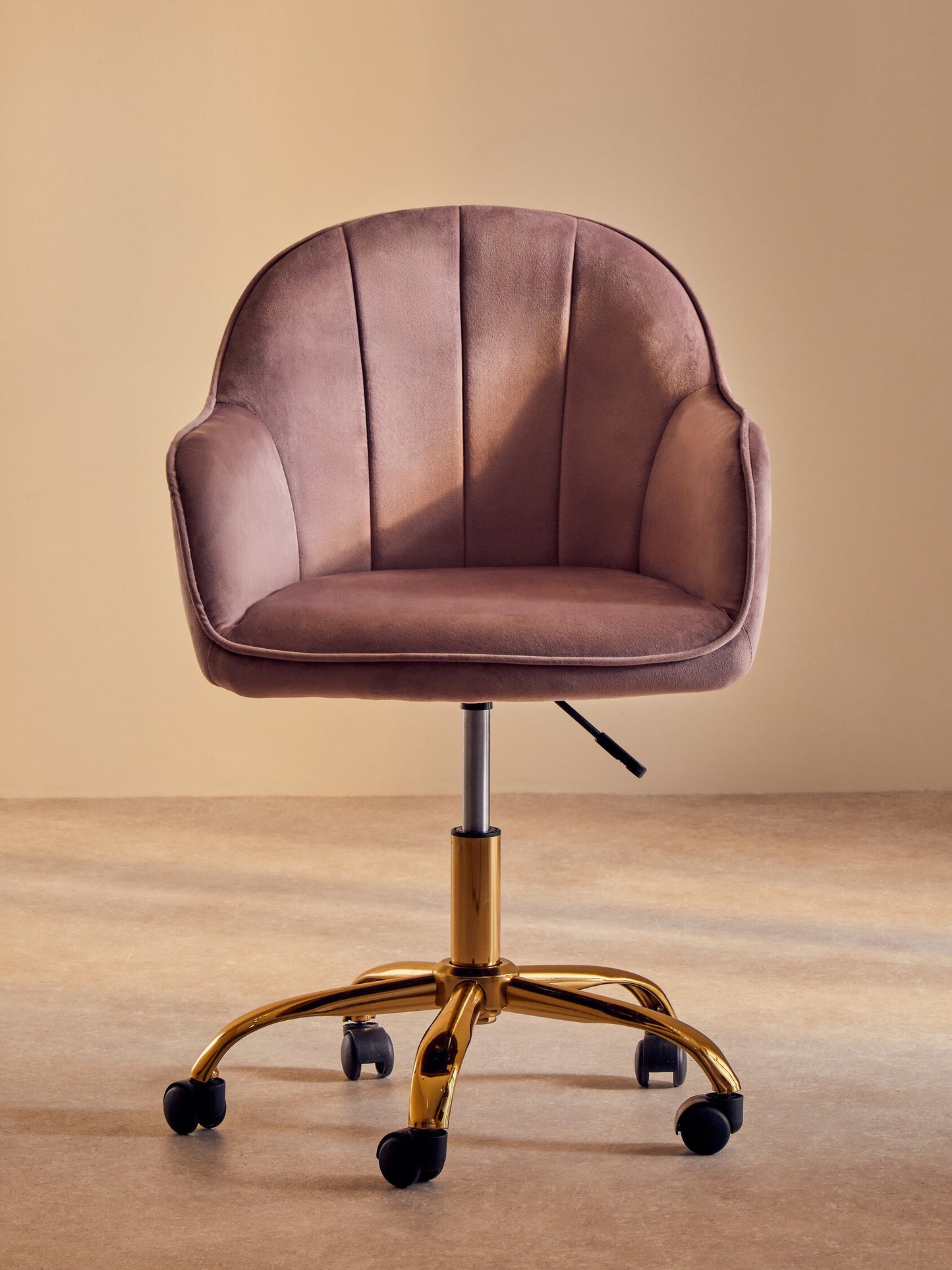Amara Pink Velvet And Gold Home Office Chair