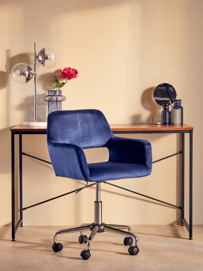 Jaxon Navy Velvet Retro Chrome Office Chair