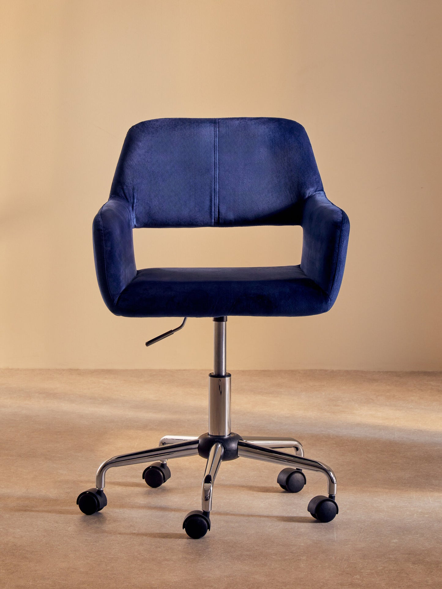 Jaxon Navy Velvet Retro Chrome Office Chair