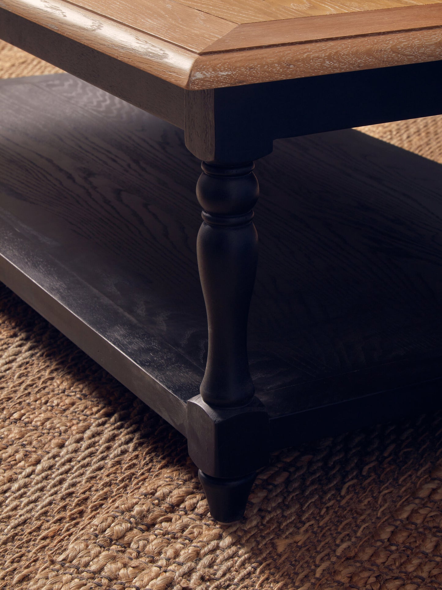 Davenport Grey Wash and Antique Black Rectangular Coffee Table