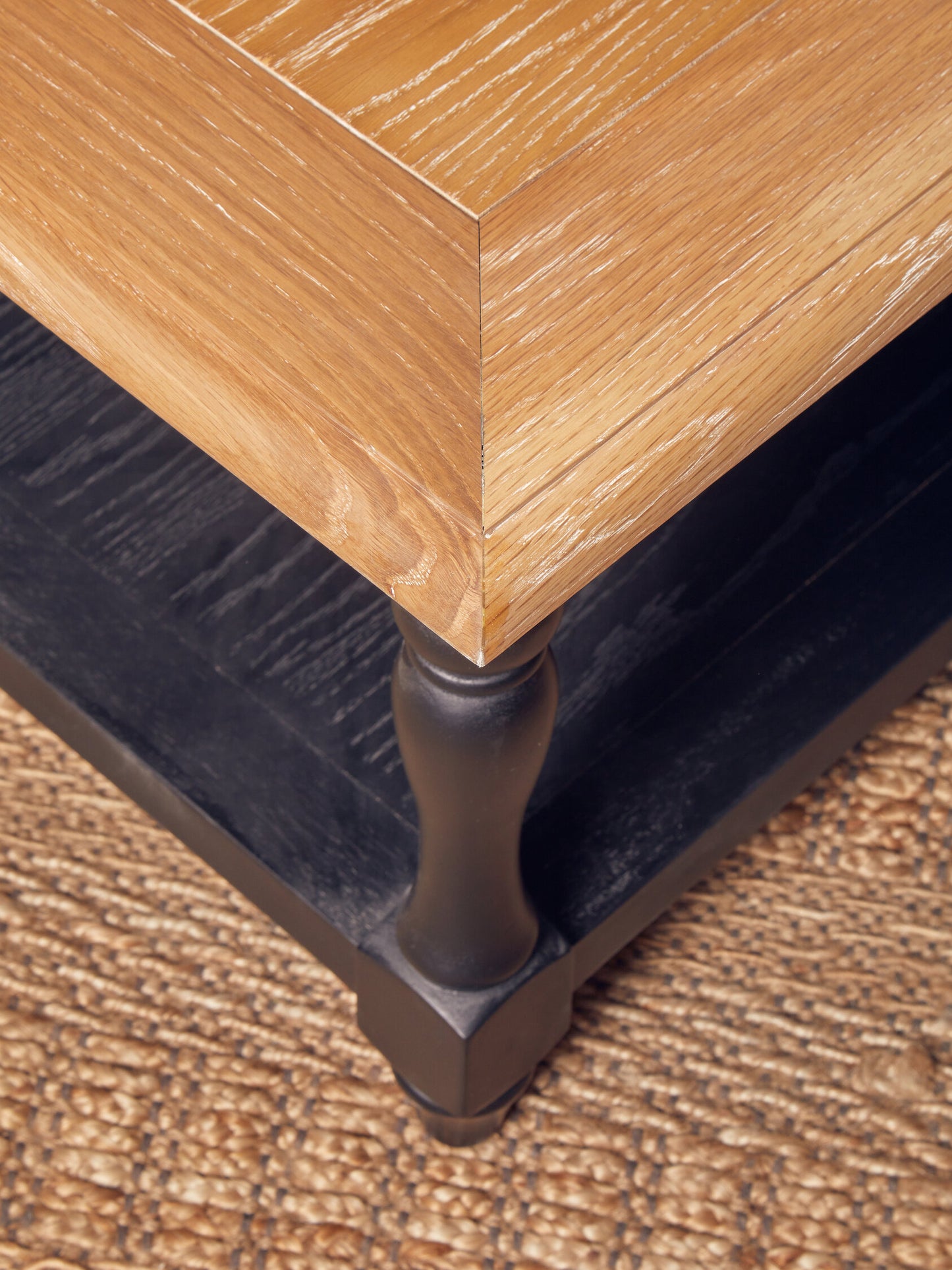 Davenport Grey Wash and Antique Black Rectangular Coffee Table