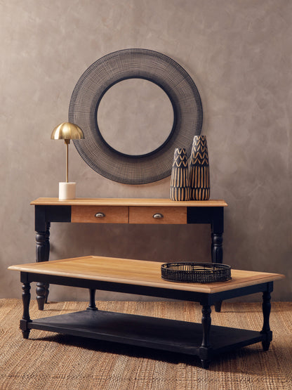 Davenport Grey Wash and Antique Black Rectangular Coffee Table