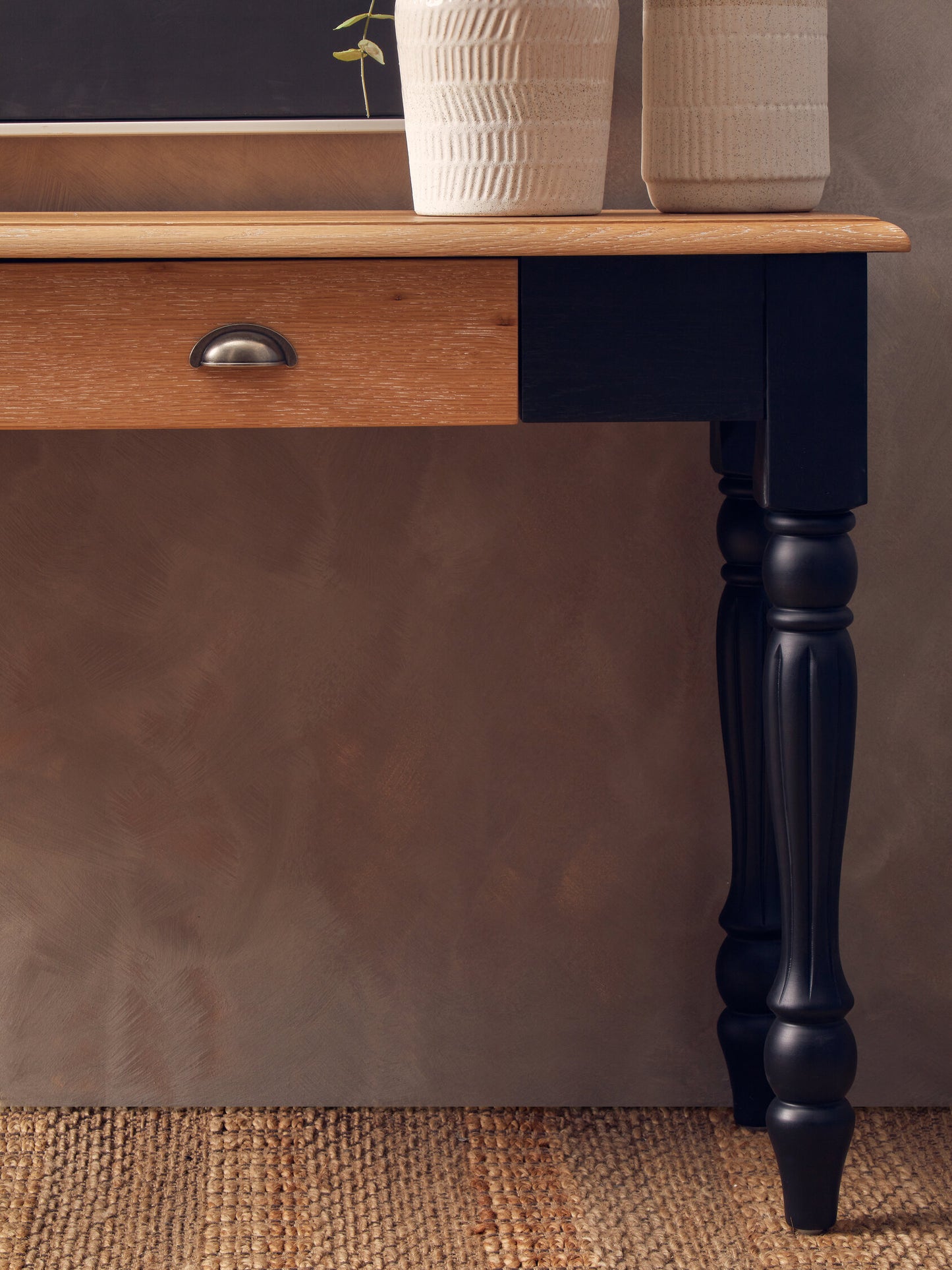 Davenport Grey Wash and Antique Black Console Table