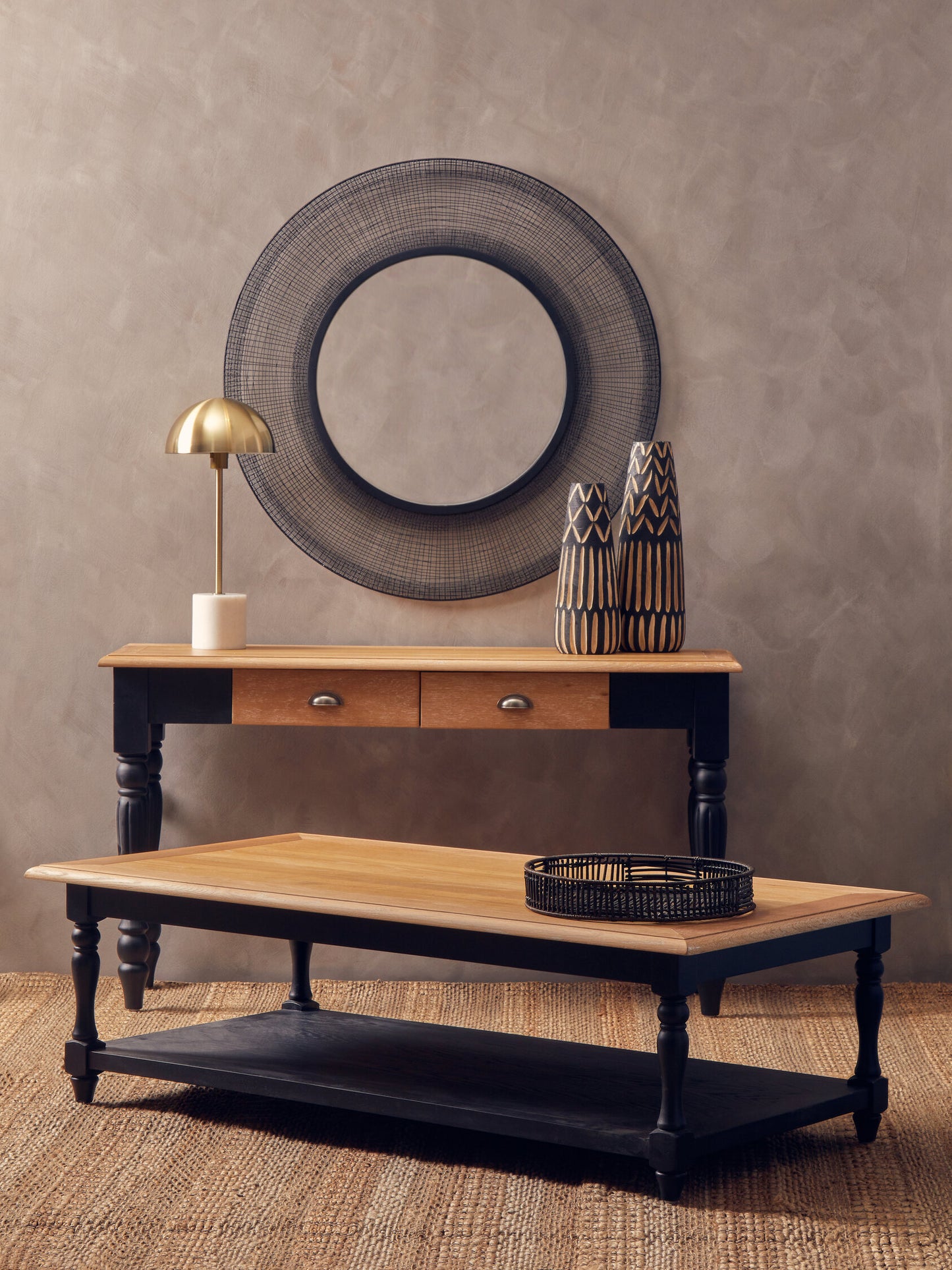 Davenport Grey Wash and Antique Black Console Table
