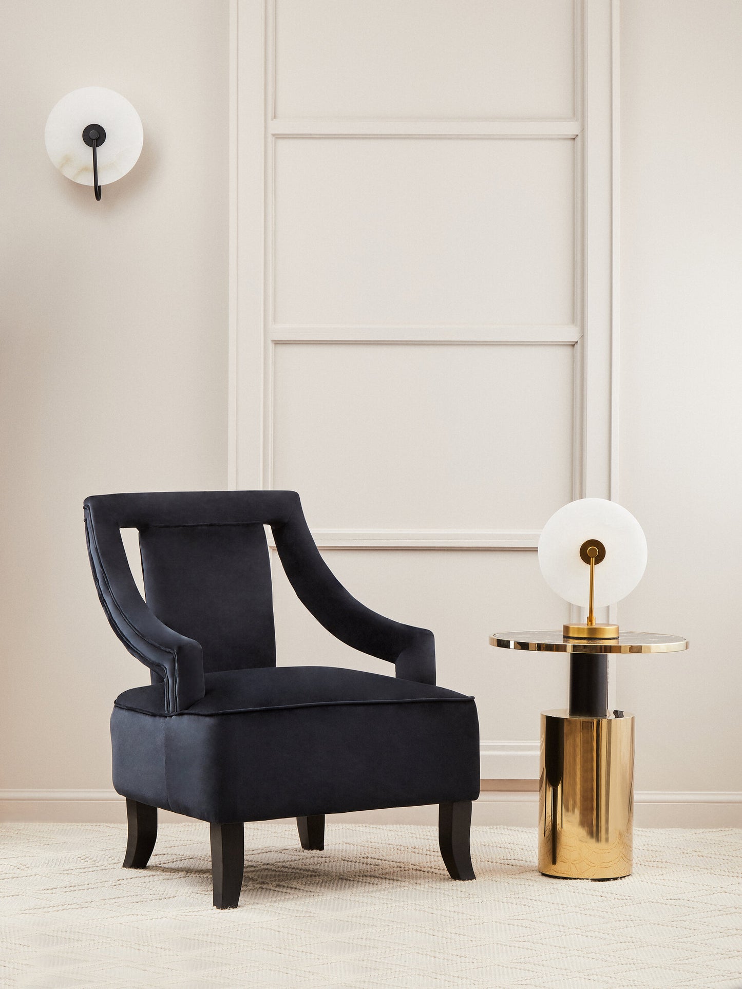 Mia Black Marble Effect Top and Gold Base Side Table