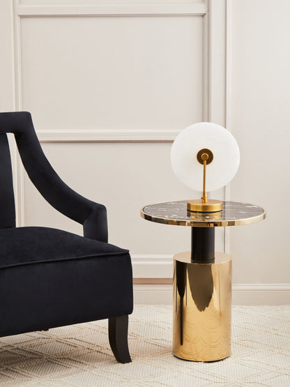 Mia Black Marble Effect Top and Gold Base Side Table