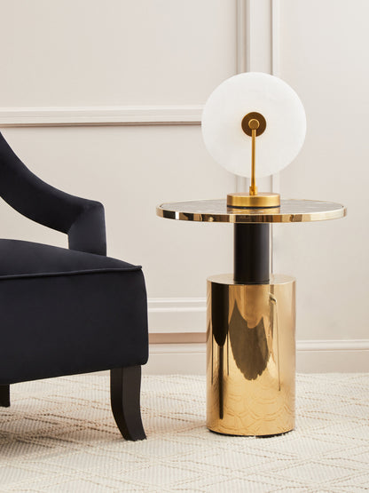 Mia Black Marble Effect Top and Gold Base Side Table