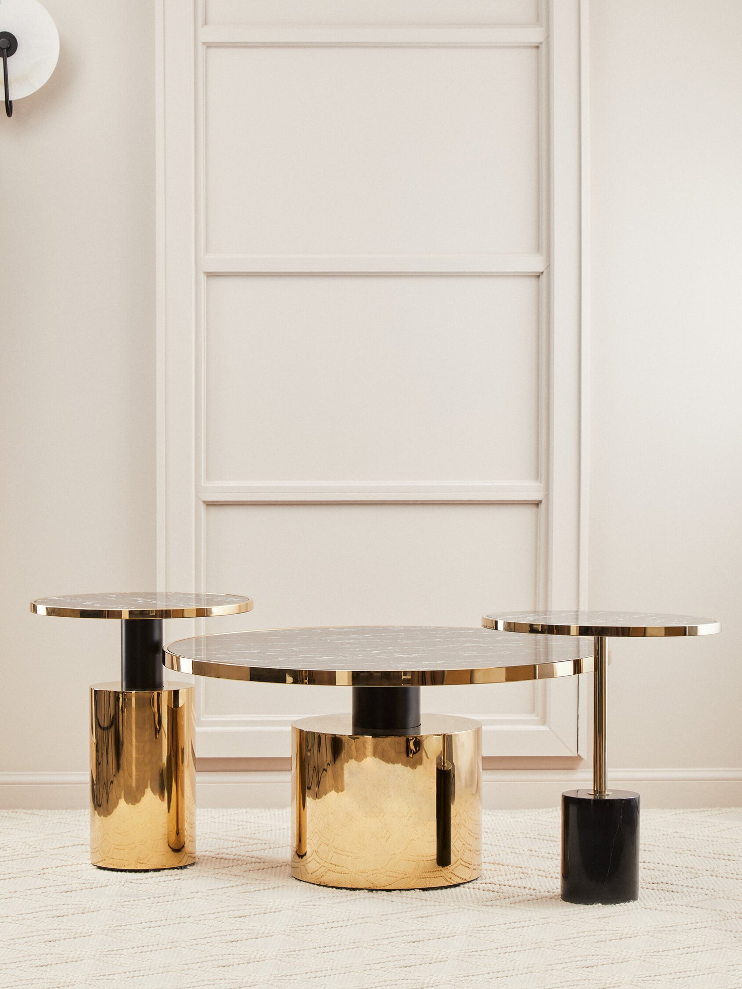 Mia Black Marble Effect Top and Gold Base Side Table