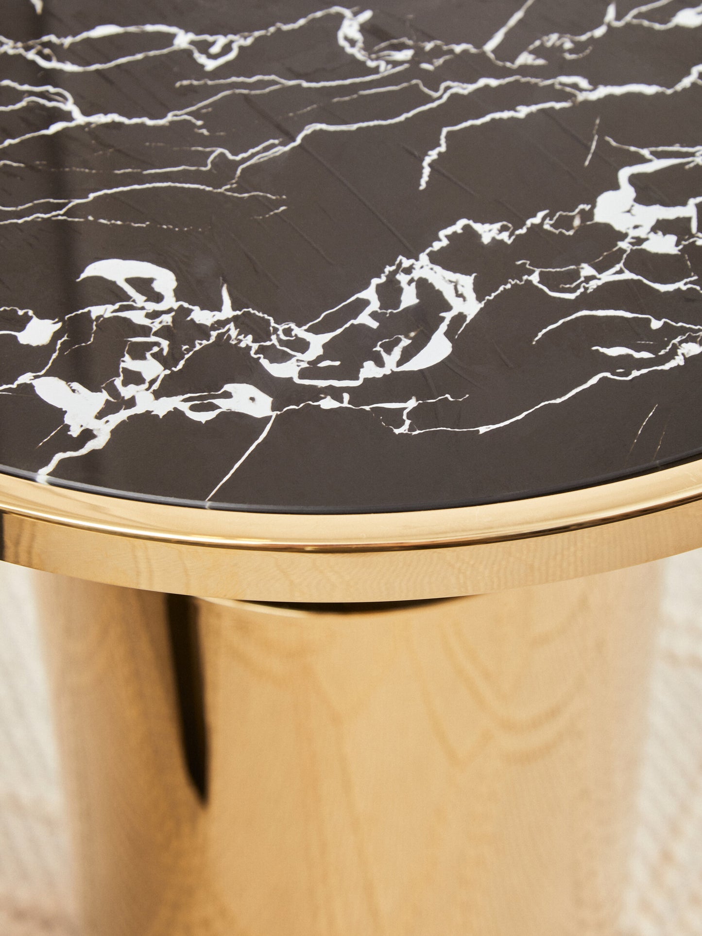 Mia Black Marble Effect Top and Gold Base Side Table