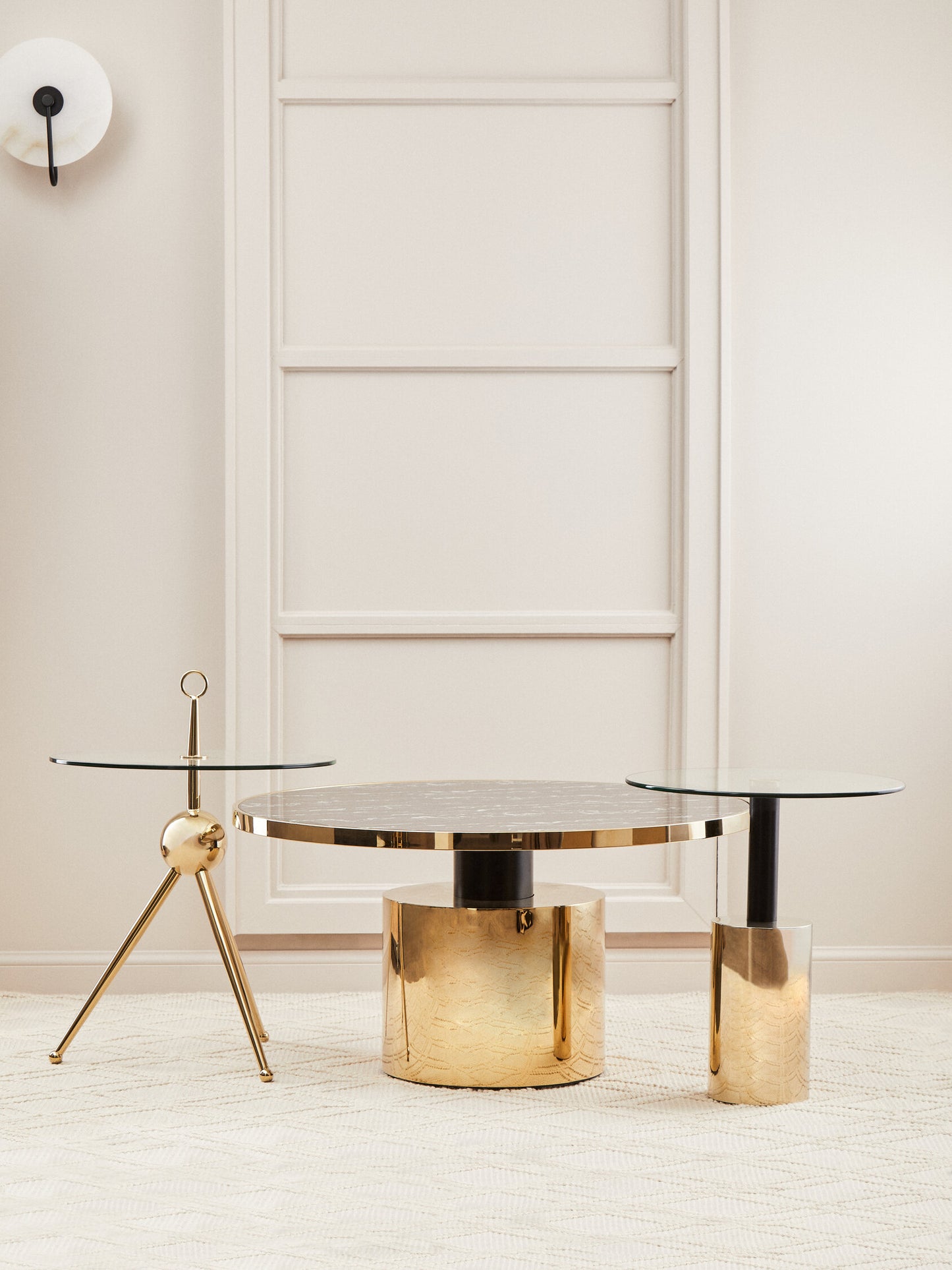Mia Black Marble Effect Gold Base Coffee Table