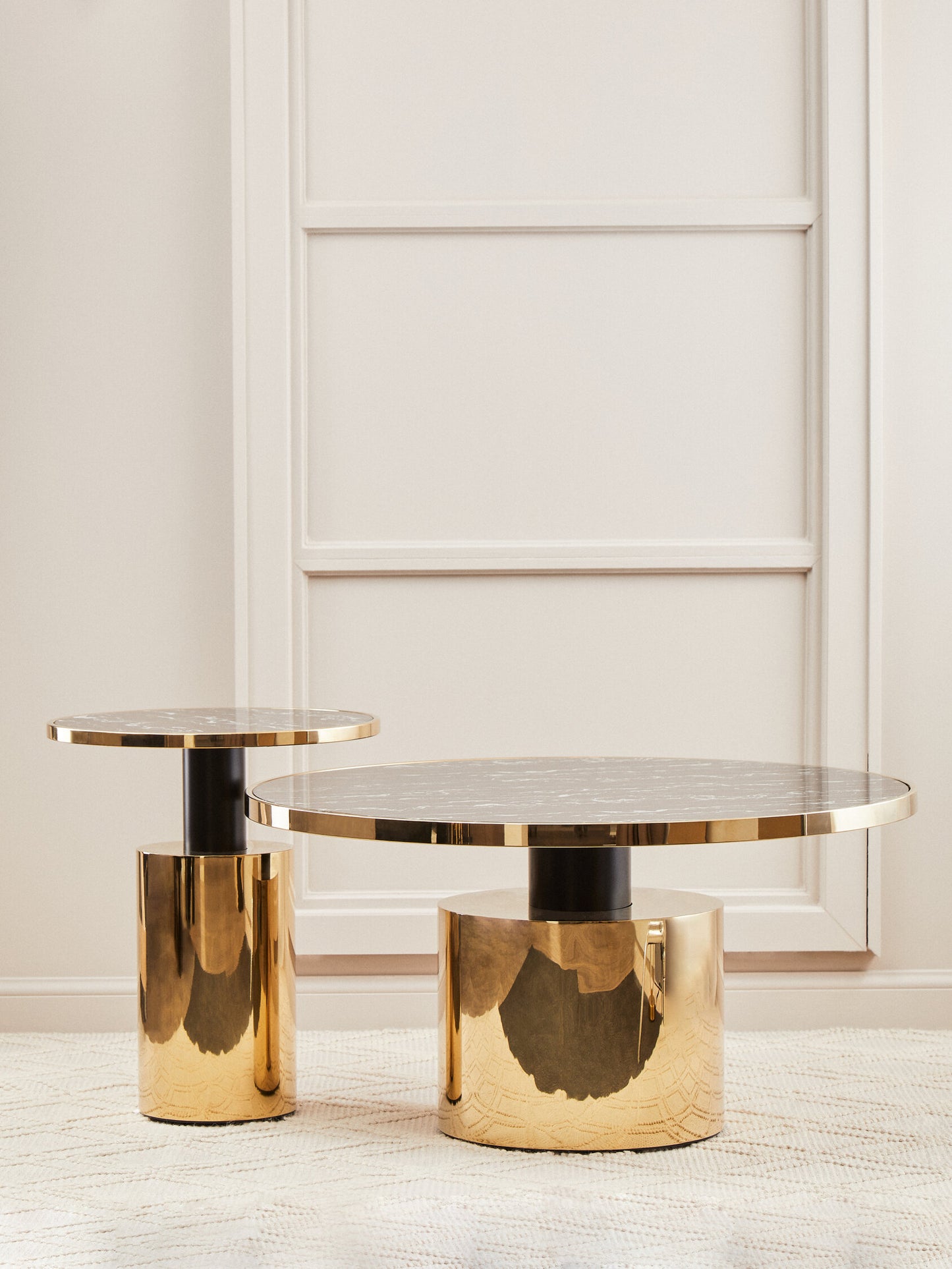 Mia Black Marble Effect Gold Base Coffee Table