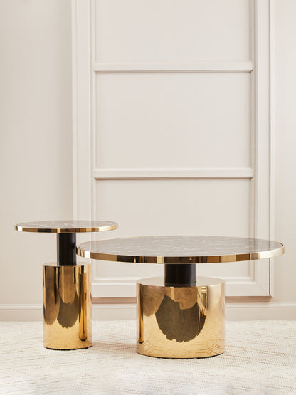 Mia Black Marble Effect Gold Base Coffee Table