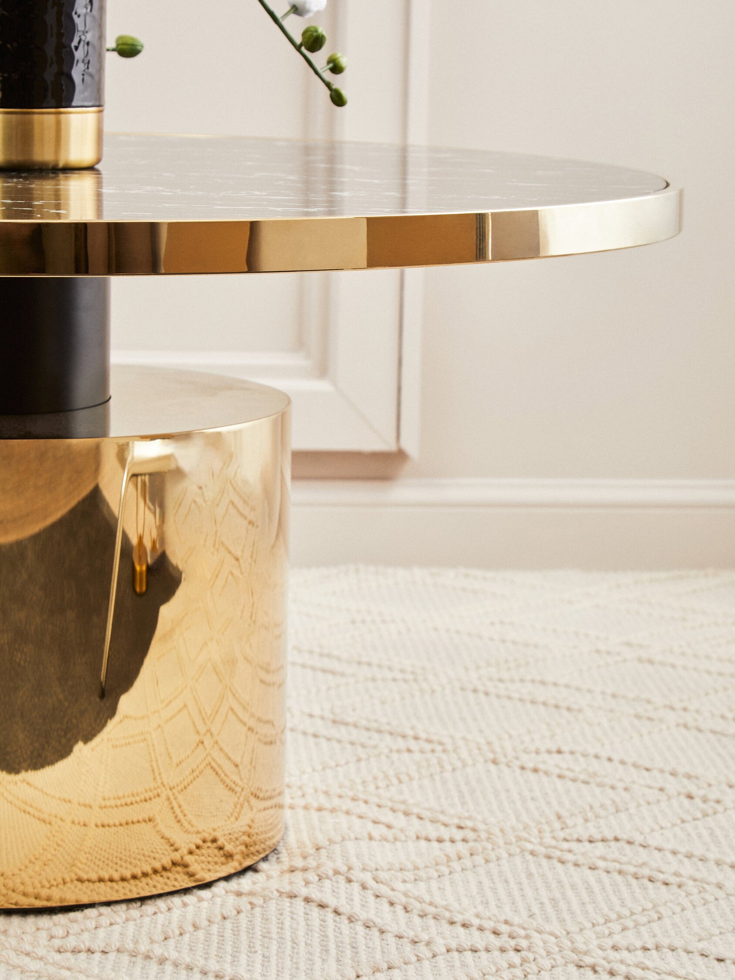Mia Black Marble Effect Gold Base Coffee Table