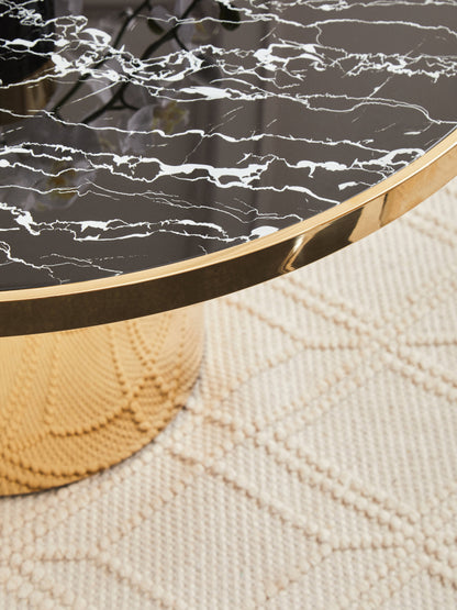 Mia Black Marble Effect Gold Base Coffee Table