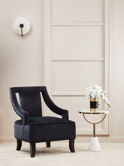 Mia White Glass and Marble Base Side Table