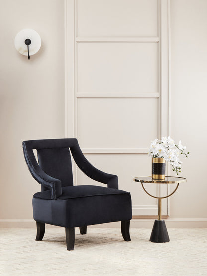 Mia Black Glass and Marble Base Side Table