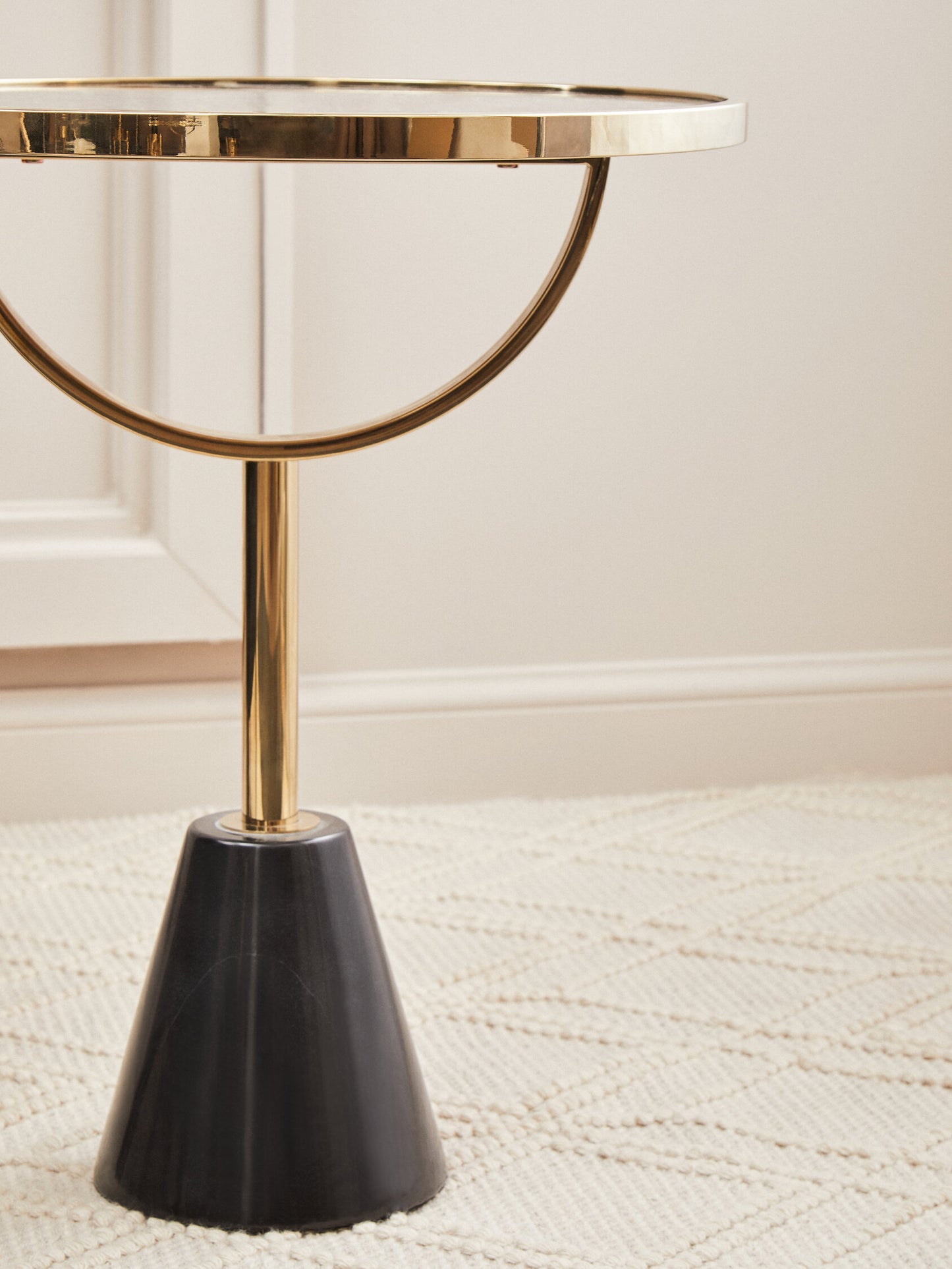 Mia Black Glass and Marble Base Side Table