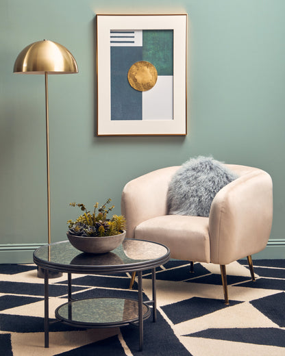 Belvedere Brushed Brass Black Marble Floor Lamp