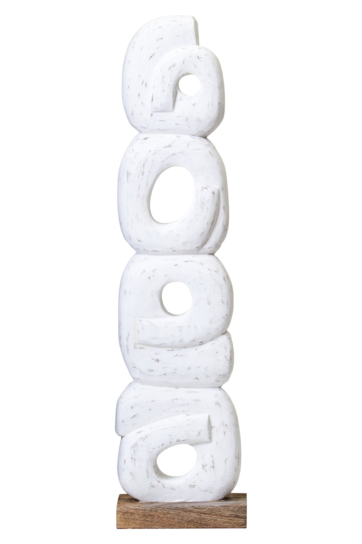Luxe Decor White Mango Wood Ring Sculpture | Bali & Blue