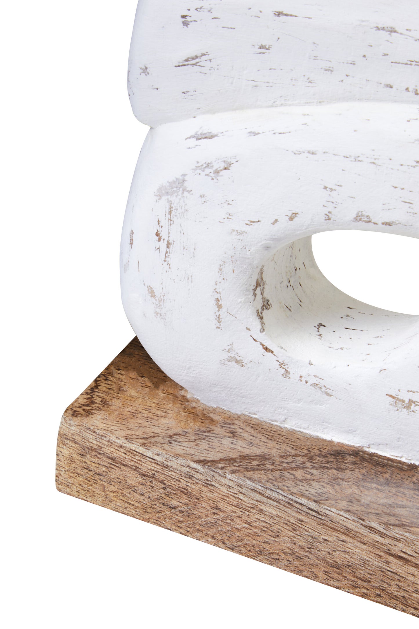 Luxe Decor White Mango Wood Ring Sculpture