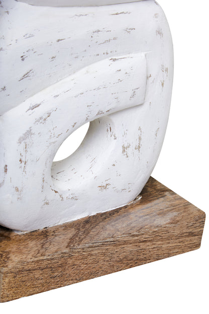Luxe Decor White Mango Wood Ring Sculpture