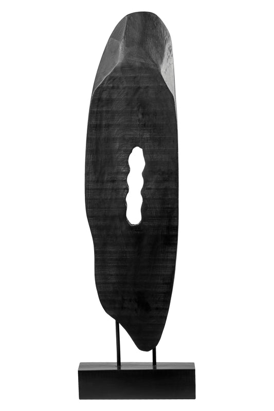 Luxe Decor Rustic Black Vertical Mango Wood Slice Sculpture