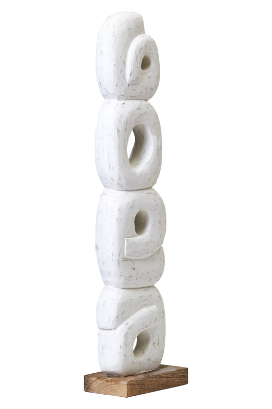 Luxe Decor White Mango Wood Ring Sculpture