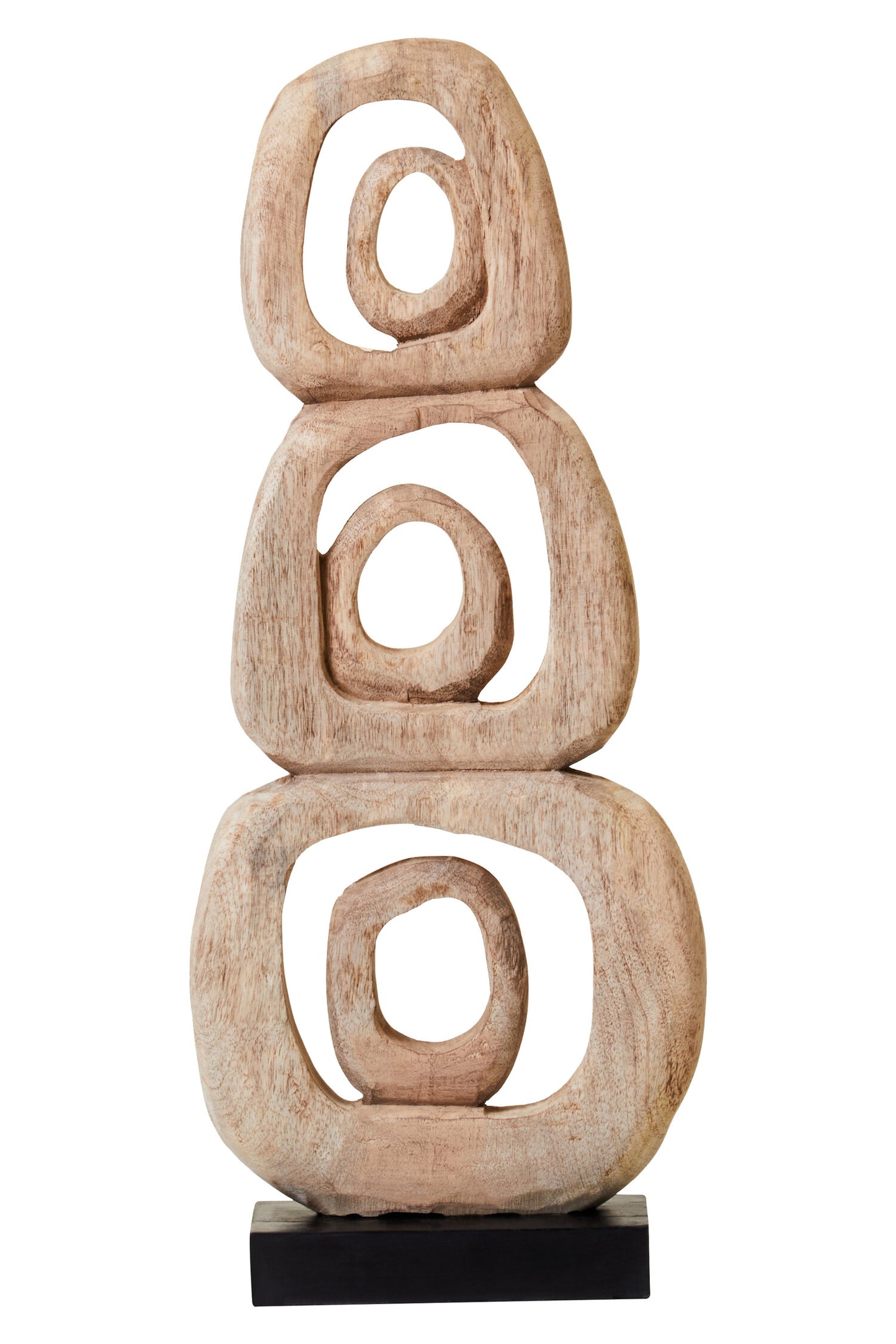 Luxe Decor Natural Mango Wood Stacked Ring Sculpture