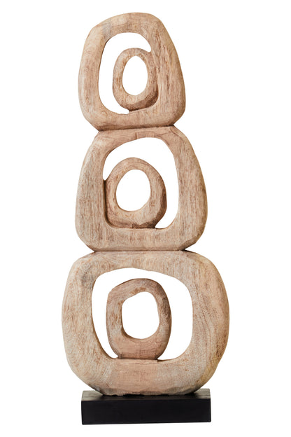 Luxe Decor Natural Mango Wood Stacked Ring Sculpture
