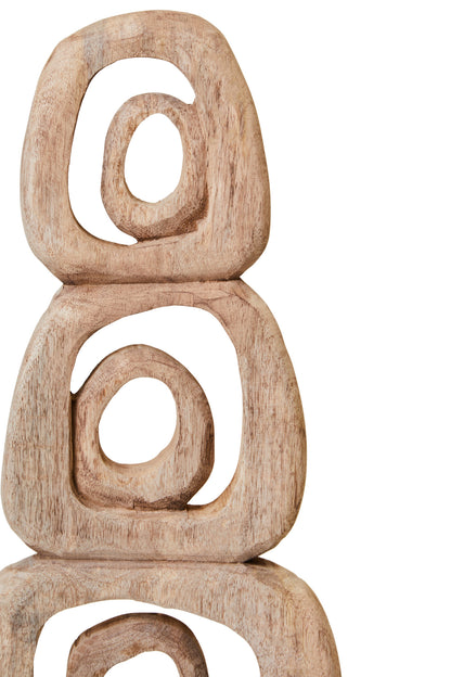 Luxe Decor Natural Mango Wood Stacked Ring Sculpture