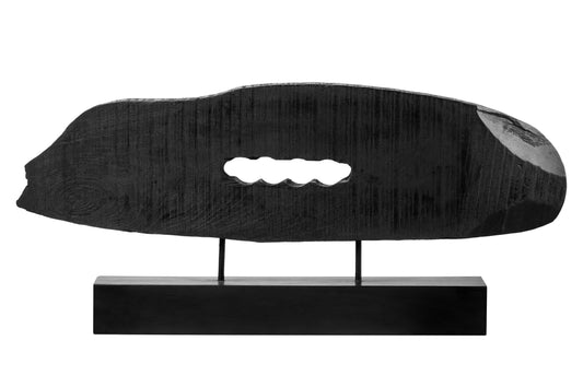 Luxe Decor Rustic Black Horizontal Mango Wood Slice Sculpture
