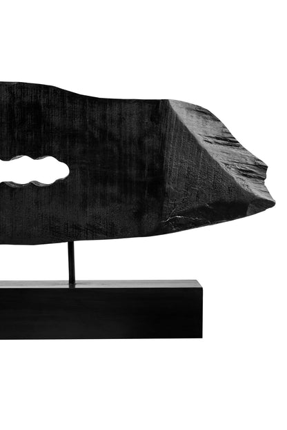 Luxe Decor Rustic Black Horizontal Mango Wood Slice Sculpture