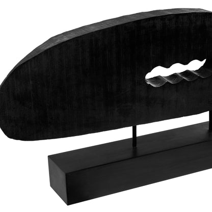 Luxe Decor Rustic Black Horizontal Mango Wood Slice Sculpture