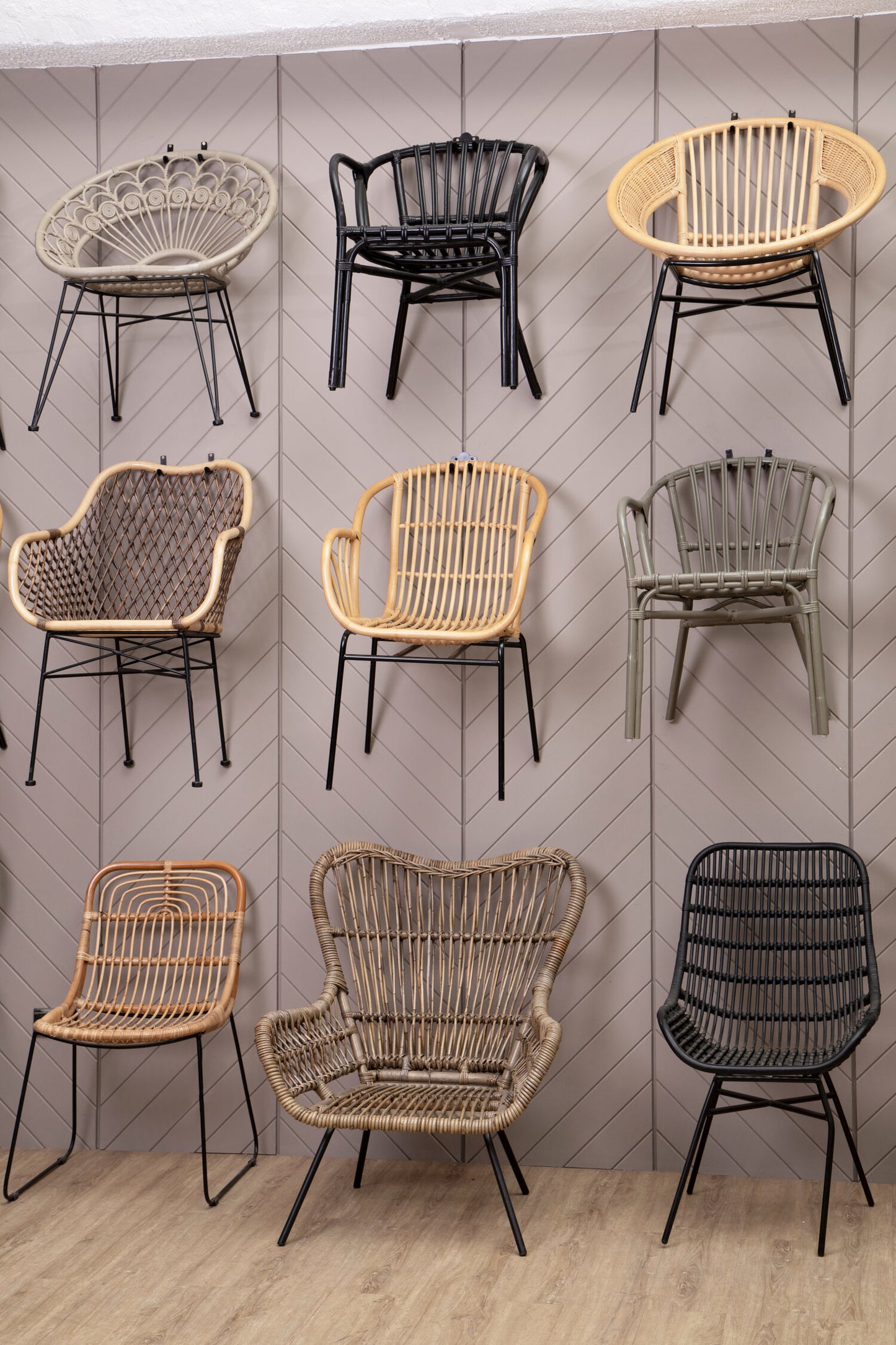 Napa Black Curved Rattan Boho Accent Chair