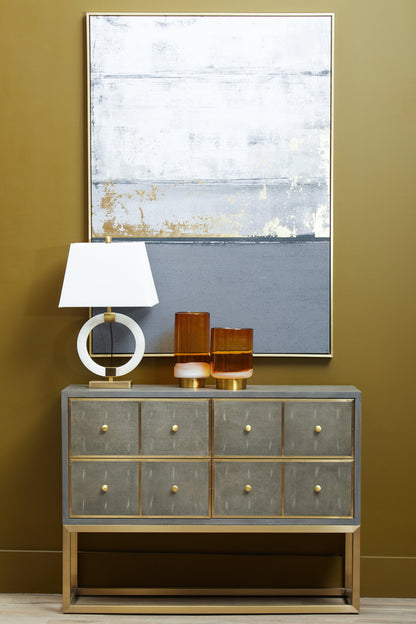 Brooke Circular Marble Table Lamp with Ivory Shade