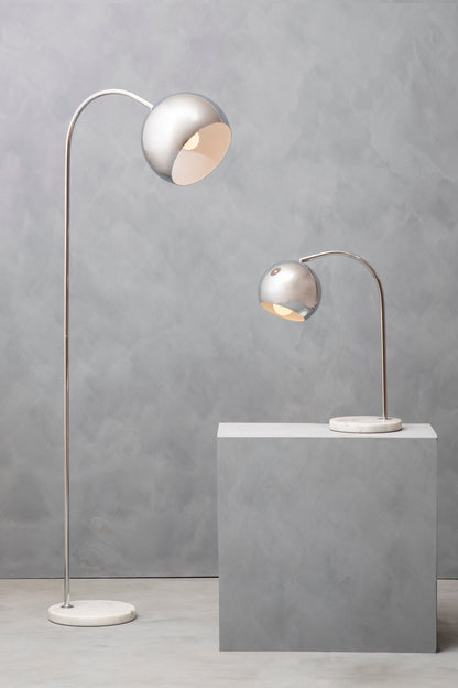 Carter Chrome Dome Floor Lamp with White Marble Base