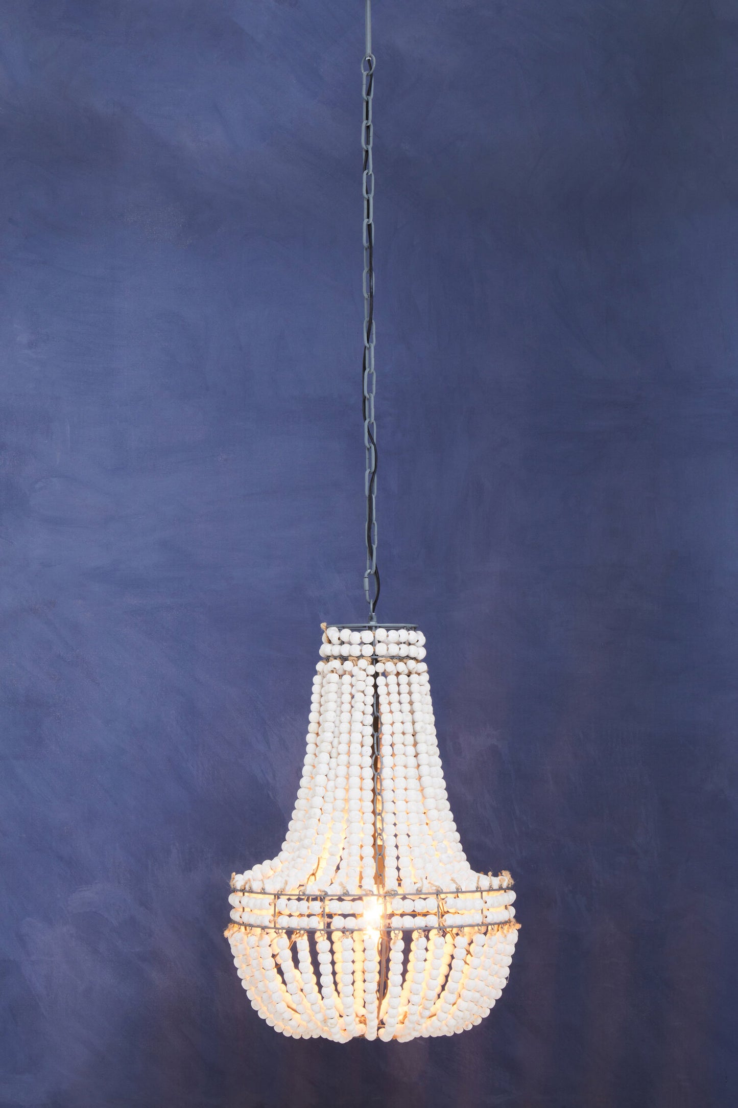 Bayou Antique White Wooden Beads Chandelier