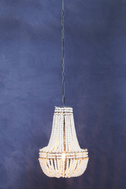 Bayou Antique White Wooden Beads Chandelier