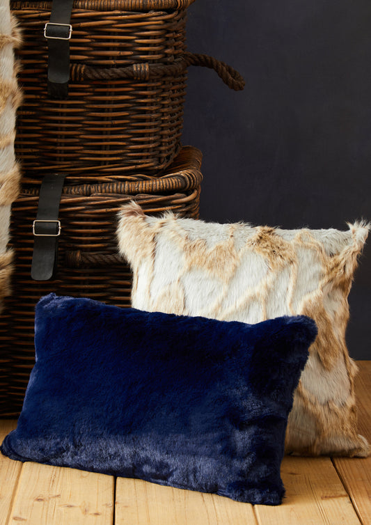 The Luxe Grey Natural Faux Fur Square Cushion