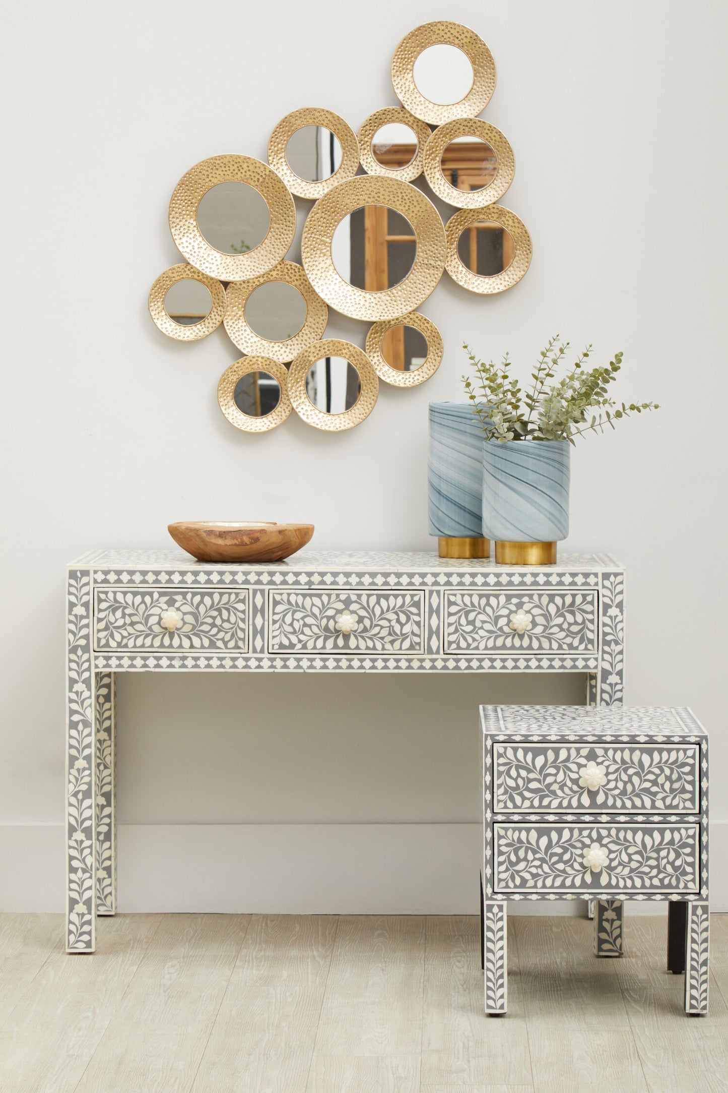 Lana Bone Inlay Desk with 3 Drawers