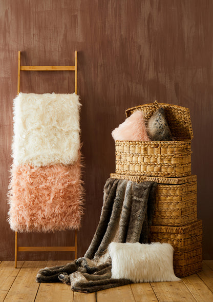 Nomad Lamina Pink Faux Fur Throw